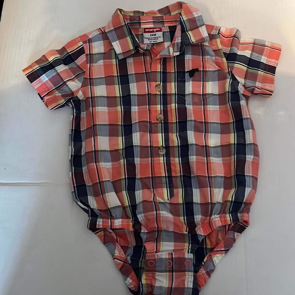 Wrangler size 24 months plaid onesie. NWOT